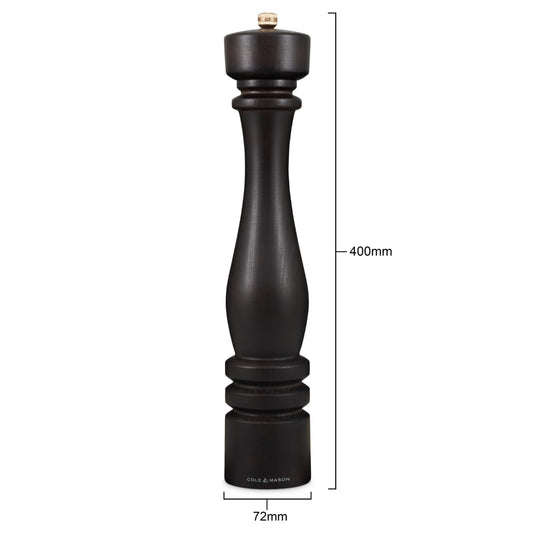 Cole & Mason London Chocolate Wood Pepper Mill, Precision+ Carbon Mechanism, Adjustable Grind, Beech Wood, 40cm, H233083