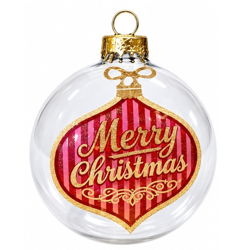 Hanging Glass Christmas Ball Decoration With Heart Design 7 cm, Available in 2 colors