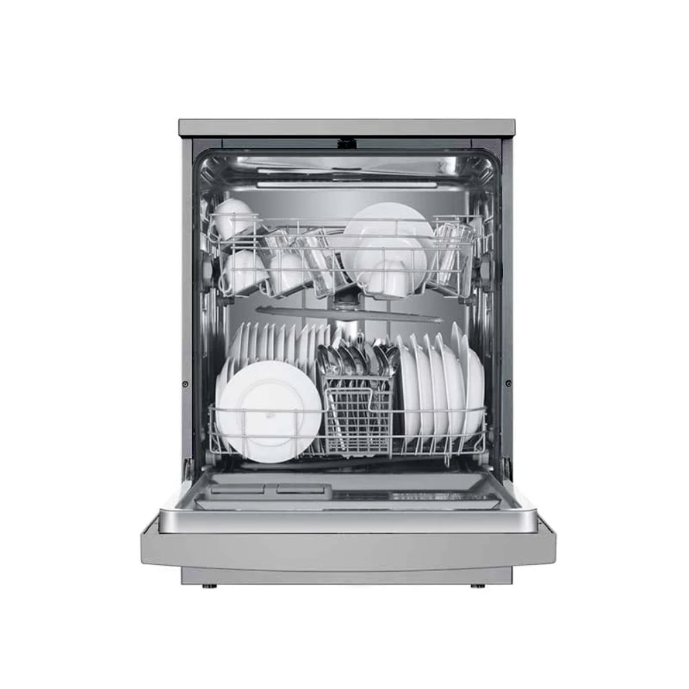 Haier Free Standing Dishwasher, Push Button, Control Panel A+, 13 Place Settings, Water Consumption, 12L, Memory Backup, 6 Progrms, Silver, HAE-HDWE1338CS