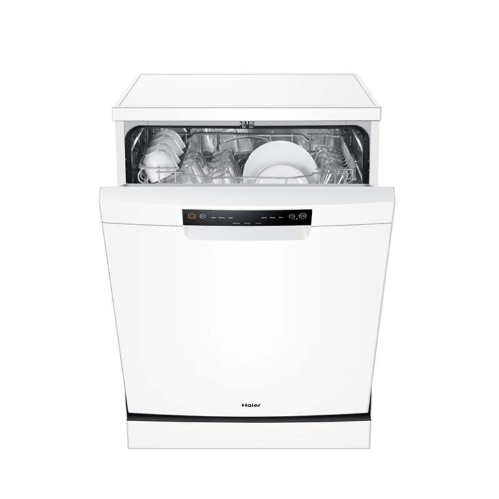 Haier Free Standing Dishwasher, Push Button, Control Panel A+, 13 Place Settings, Water Consumption, 12L, Memory Backup, 6 Progrms, White, HAE-HDWE1348