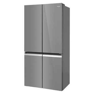Haier Fridge No Frost 4 Doors Inverter, 3 Shelves, Multi Air Flow, 6 Drawers, Freezer, Ice Cube Tray, Wine Rack For 3 Bottles, R600A Grey Glass, HAE-HTF540DGG7
