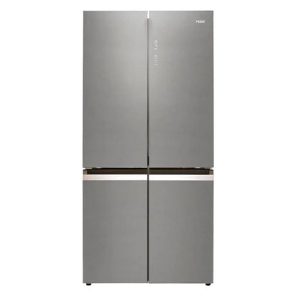 Haier Fridge No Frost 4 Doors Inverter, 3 Shelves, Multi Air Flow, 6 Drawers, Freezer, Ice Cube Tray, Wine Rack For 3 Bottles, R600A Grey Glass, HAE-HTF540DGG7