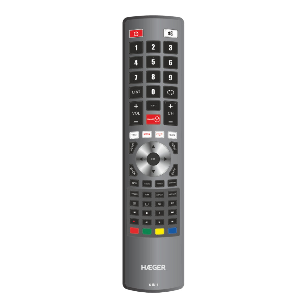 Haeger Universal Remote Control 6 In 1- No Programming, UR-006.002A
