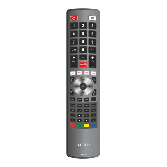 Haeger Universal Remote Control 6 In 1- No Programming, UR-006.002A
