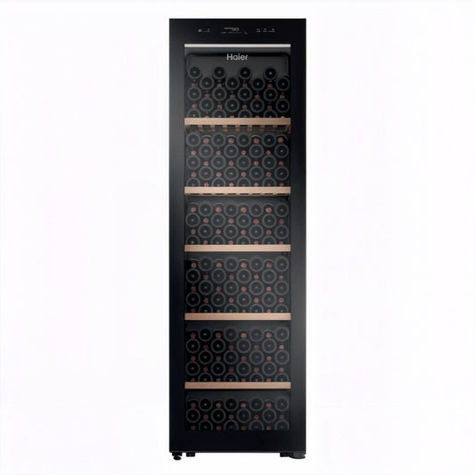 Haier, Hws205Ggeh1 Smart Single Zone Wine Cellar, Capacity 205 Bottles, Black Color With Grey Tint And Full Glass Door