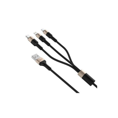 Havit, 3 In 1 Usb Cable (Micro + Lightning + Type C), H691, Black