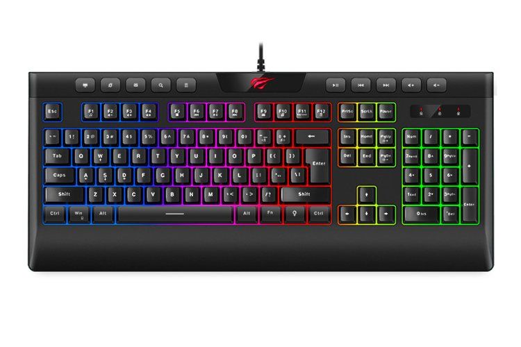 Havit, Rgb Multi Function Media Backlit Gaming Keyboard, Kb487L, Black