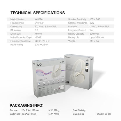 Fantech, Wh07A Go Vibe: Bluetooth, - Active Noise Cancelling (Anc) Wireless Headset