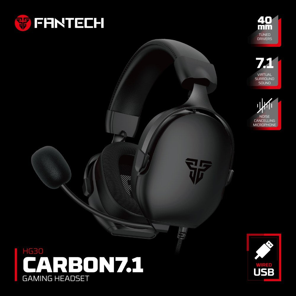 Fantech, Hg30 Carbon Usb 7.1 Virtual Surround Sound Gaming Headset, Crystal-Clear & Powerful Sound, Available in Different Colors