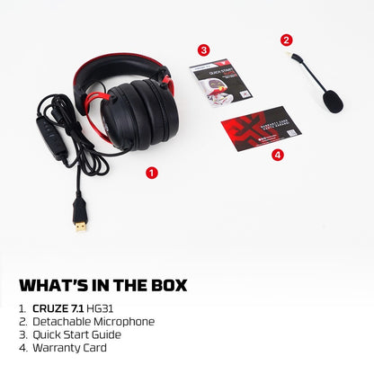 Fantech, Hg31 Cruze Immersive Cinematic Usb Gaming Headset With 7.1 Virtual Surround, Rgb Lighting