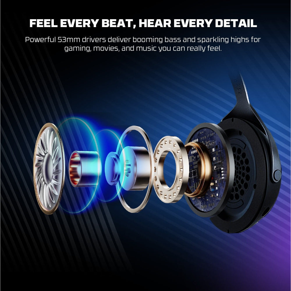 FANTECH ORBITA WHG07 Orbita 7.1 Wireless Gaming Headset: 170H Battery, AI Noise Canceling Mic, Quad-Mode Bluetooth