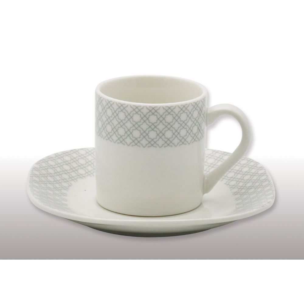 Zenit, New Bone China 12Pc Coffee Set(Pastel Blue Design Round Border)
