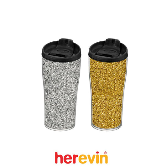 Herevin, 440 cc Coffee Mug - Gold Glitter Paper