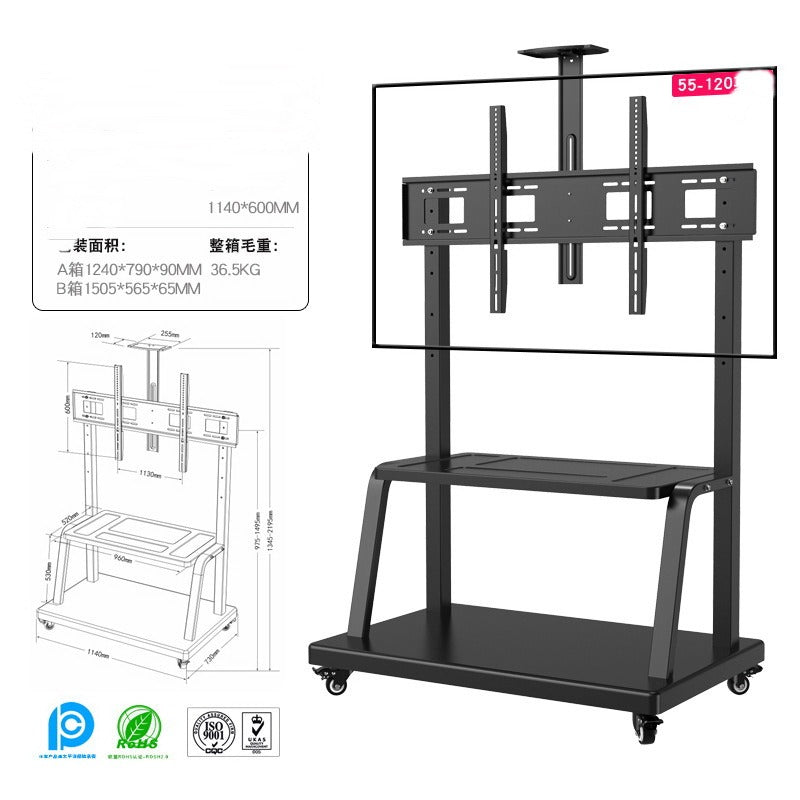 Conqueror, Moving Floor Stand With Shelf For Led / Lcd / Plasma Tv 60''-120'' - Hfl6