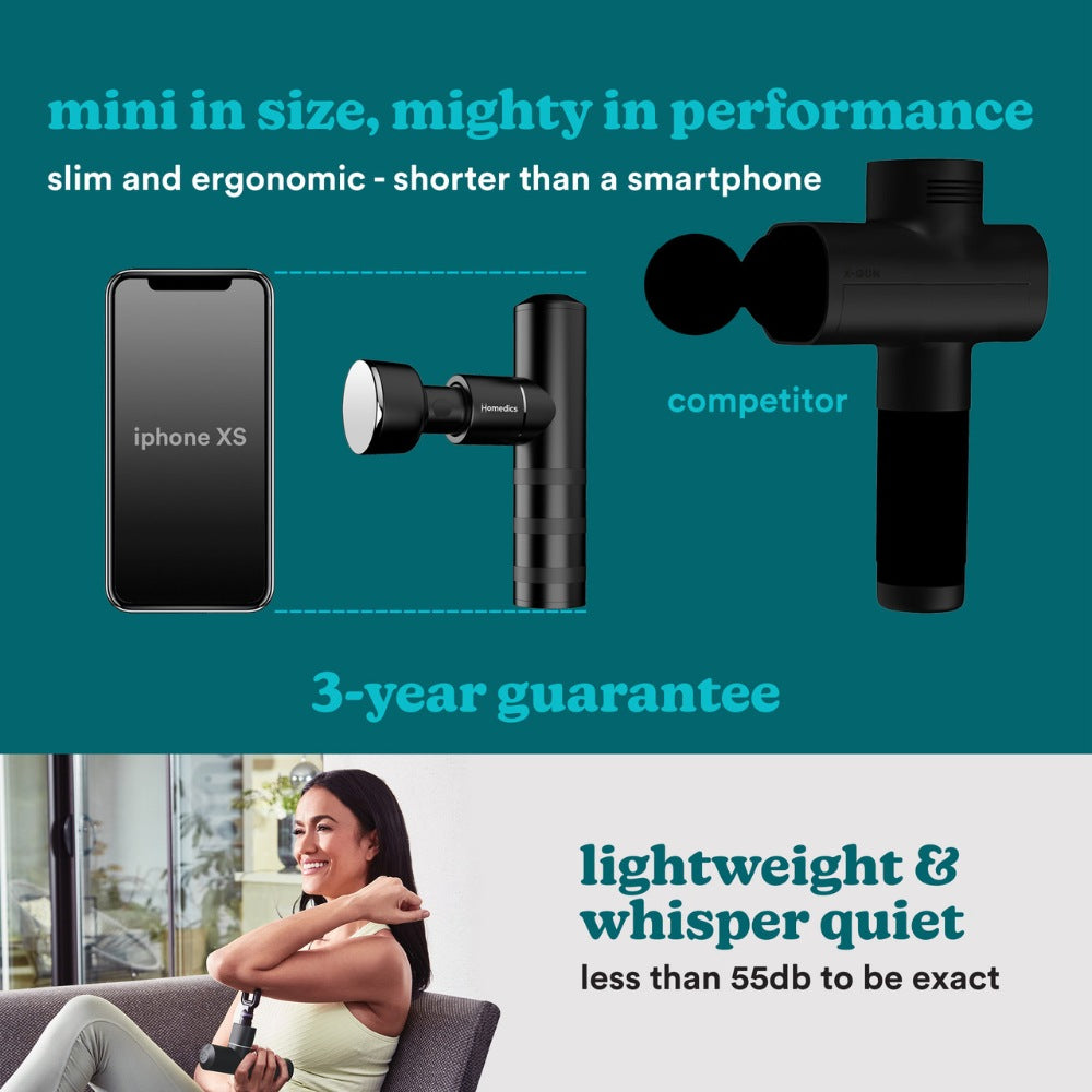 HoMedics, Myti Black Mini Massage Gun With Heated Head Hhp-65
