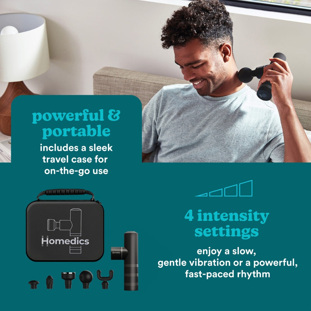 HoMedics, Myti Black Mini Massage Gun With Heated Head Hhp-65