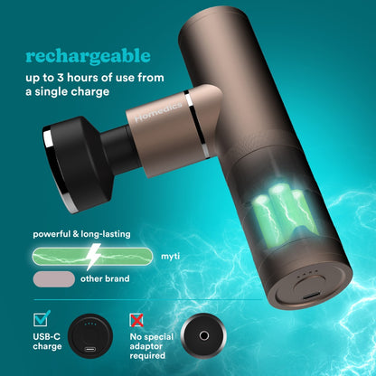 HoMedics, Myti Black Mini Massage Gun With Heated Head Hhp-65