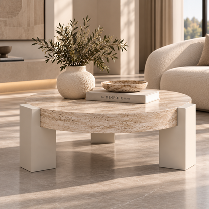 Aurelia Travertine Round Coffee Table | 518