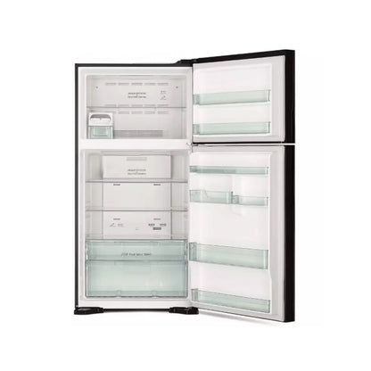 Hitachi Top Mount Refrigerator 760 liters, Inverter Compressor,183.5×85.5x74cm, Glass Black, RVG760PK71GBK