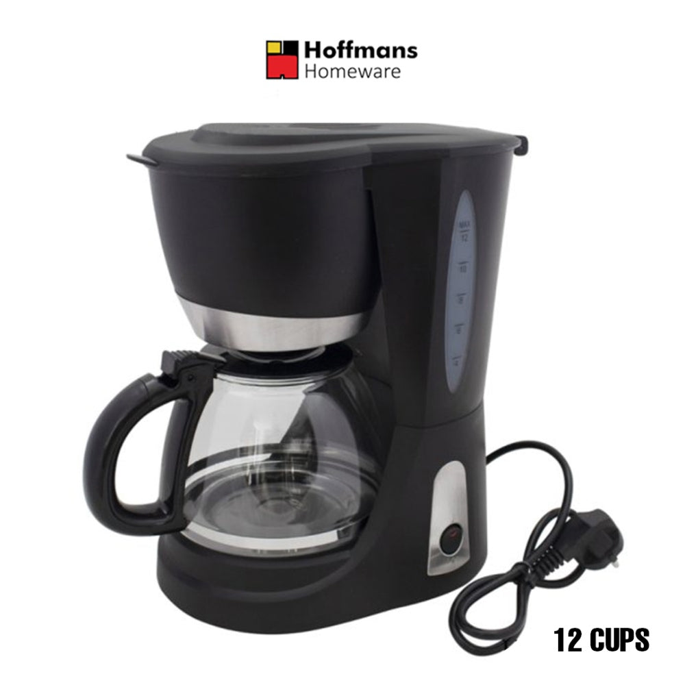 Hoffmans, 12 Cups Filter Coffee Machine With Glass Jug 625Ml Hm-3009