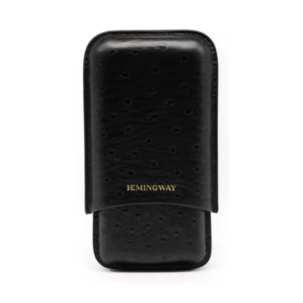 Hemingway, Portable Cigar Case 3 Cigars Holder Premium Leather Cigar Case ? Black, HMW3PBK