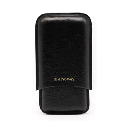 Hemingway, Portable Cigar Case 3 Cigars Holder Premium Leather Cigar Case ? Black, HMW3PBK