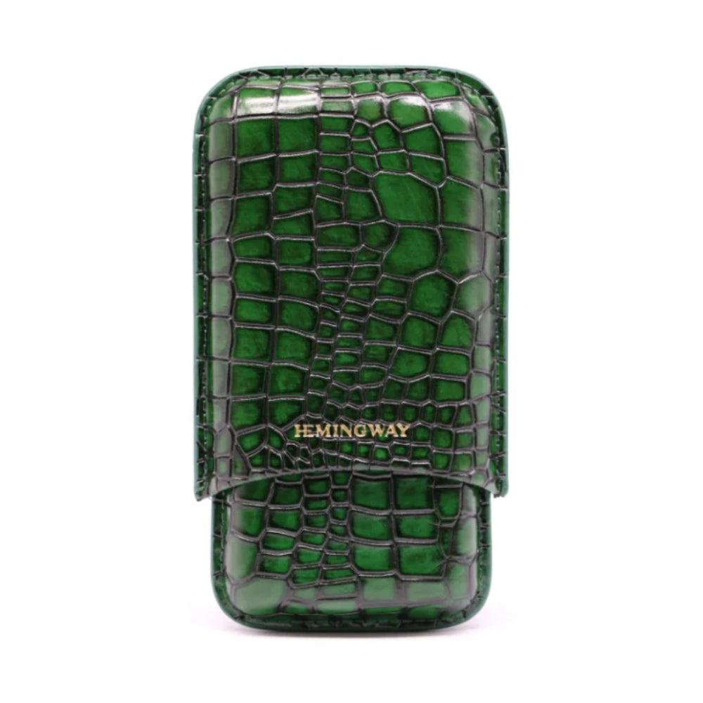 Hemingway, Portable Cigar Case 3 Cigars Holder Premium Leather Cigar Case ? Green, HMW3PGN