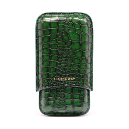 Hemingway, Portable Cigar Case 3 Cigars Holder Premium Leather Cigar Case ? Green, HMW3PGN
