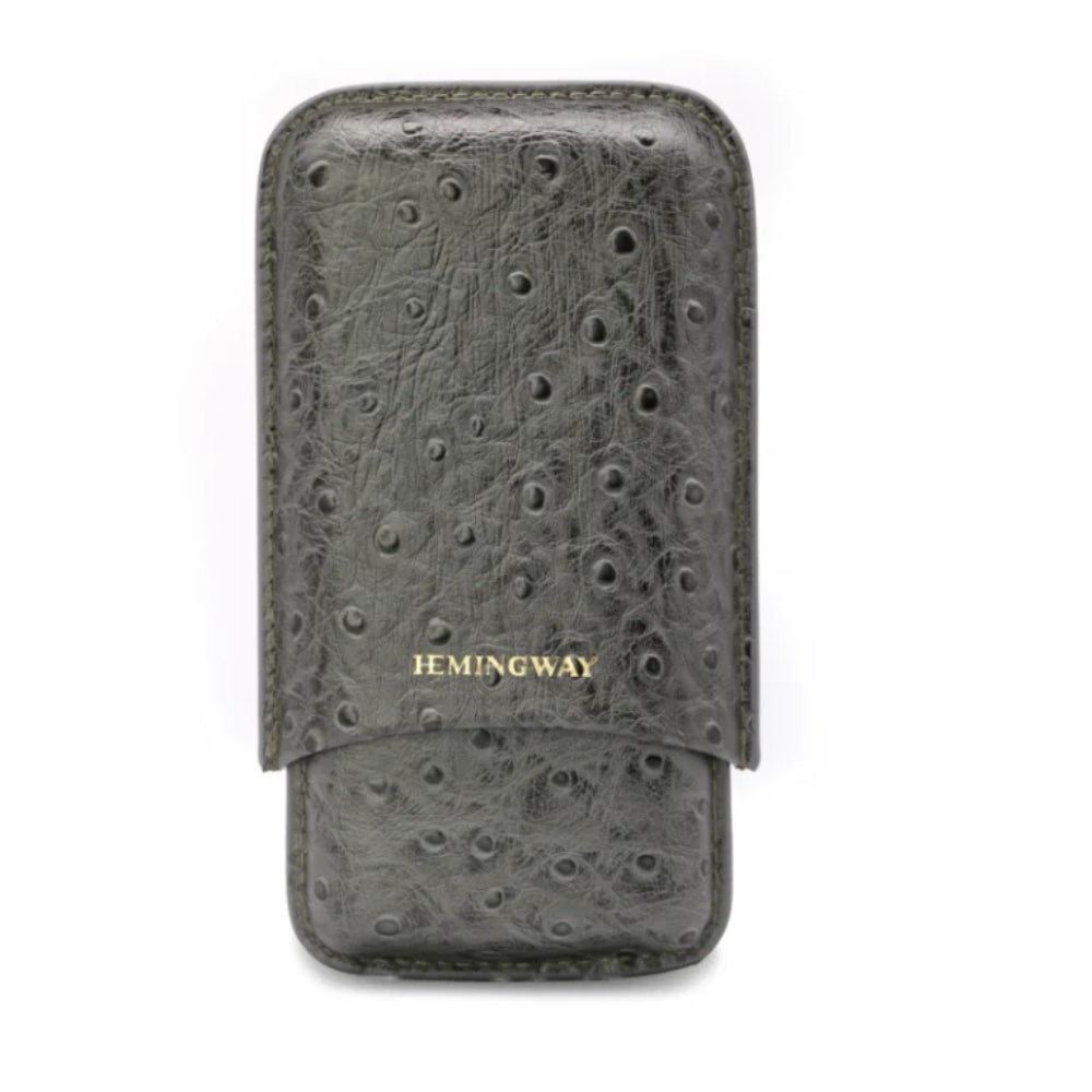 Hemingway, Portable Cigar Case 3 Cigars Holder Premium Leather Cigar Case ? Gray, HMW3PGY
