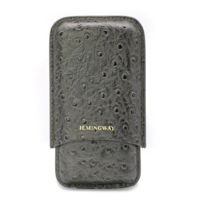 Hemingway, Portable Cigar Case 3 Cigars Holder Premium Leather Cigar Case ? Gray, HMW3PGY