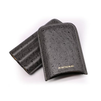 Hemingway, Portable Cigar Case 3 Cigars Holder Premium Leather Cigar Case ? Gray, HMW3PGY