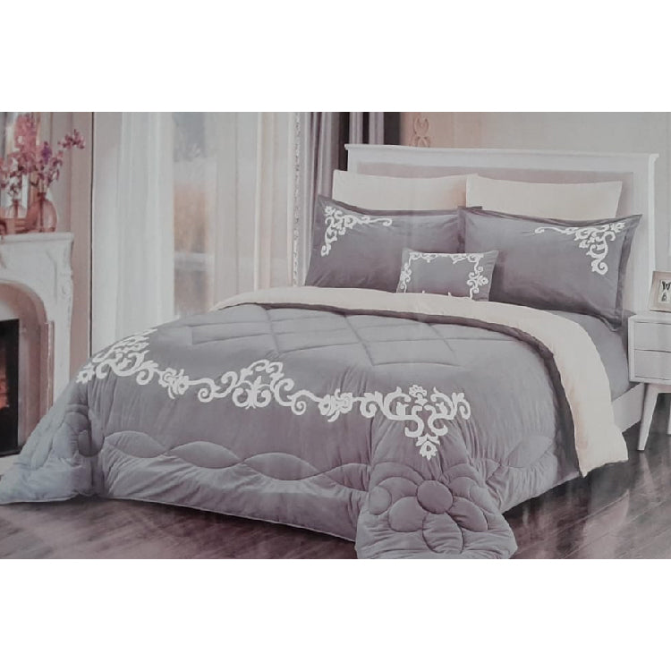Cannon, Comforter 4 Pcs Set, Single Size, Color Grey/Beige, Hn-Cmf-Cn-S-001-Gry