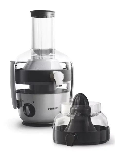 Philips, Juice Extractor, Pre-Clean Function, Fiberboost Tech, 1200 W, Xxl Feeding Tube (80Mm), Pulp Container (2.1L), Citrus Press, Speed Settings (2), Metallic Material