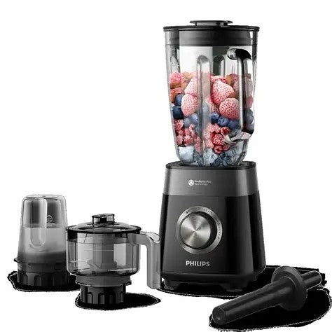 Philips, Blender Stand, 1200W, Problend Plus Motor, 2L, Glass Jar, Plastic Main Body, 6 Star Blade, Speed (3+Pulse), Manual Clean Setting, Tamper, Chopper, Mill