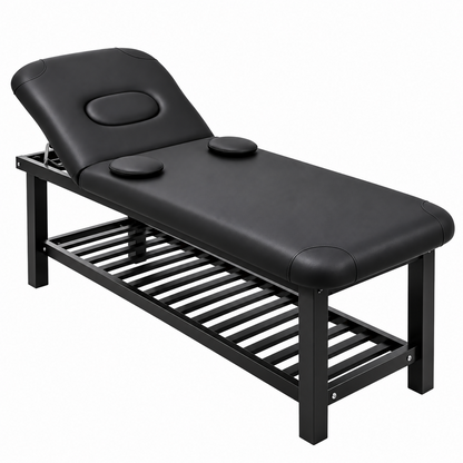 Professional Adjustable Massage & Esthetician Bed with Removable Headrest – Black