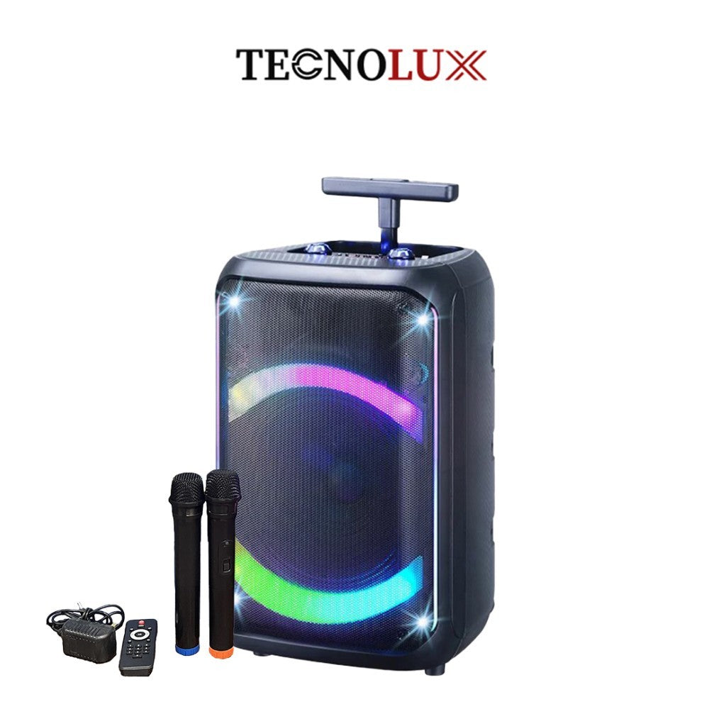 Technolux, Single 12 Inch High Power Party Speaker + Bass & Tweeter With 2 Wireless Microphones Hs-Ts1262