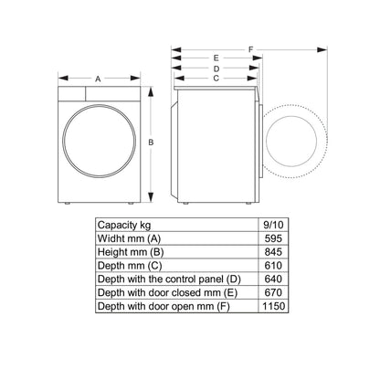 Hisense Front Load Dryer 10Kg, Heat Pump, 17 Programs [Black], HSN-DH7S107