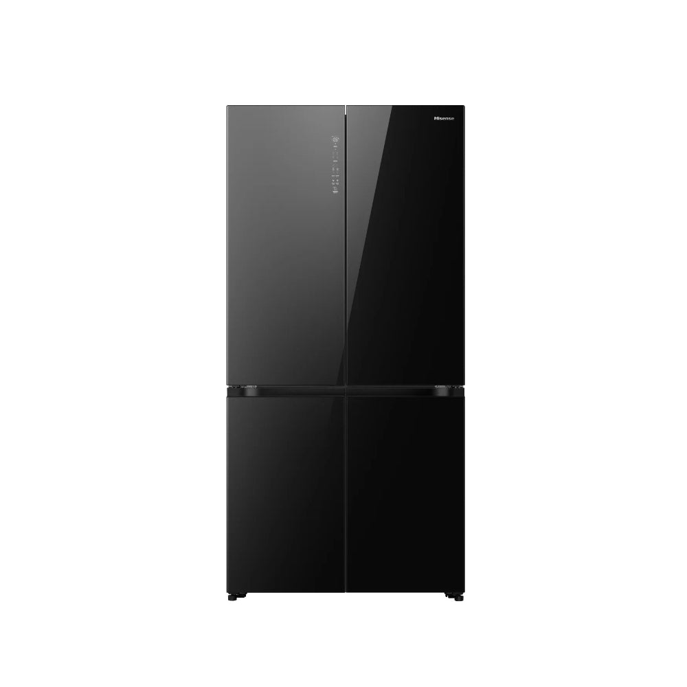 Hisense Fridge Cross Door American - 457L Freezer Fridge, Dual-Tech Cooling, Bottom Cooling System [Black Glass], HSN-RQ5G470SB