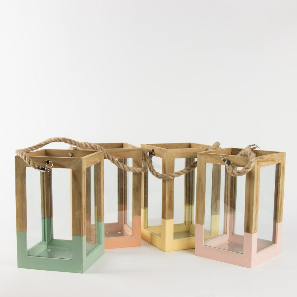 Wooden Lantern Set Of 2 Pcs 31Cm-21Cm