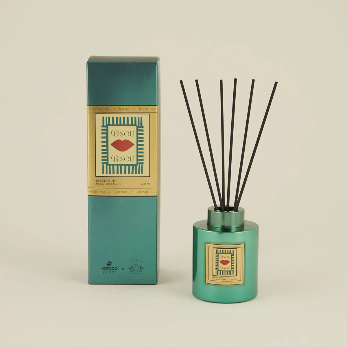 Karaca Home Pop Art Collection Bisou Green Shot Reed Diffuser 200 ml, 153.09.01.5945