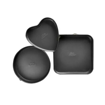 Betty Crocker Non-Stick Baking Shaped Springform Pan Set Of 3 Pieces & Removable Bottom 22cm - 26cm - 28cm, Durable Materials, Easy To Clean [Grey], BC1054