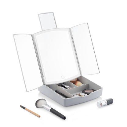 InnovaGoods, 3-In-1 Folding Led Mirror With Make-Up Organiser Panomir, V0103402