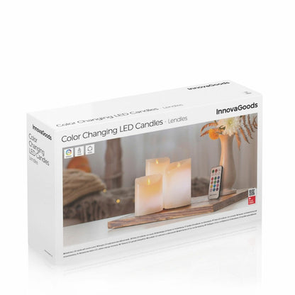 InnovaGoods, Multicolour Flame-Effect Led Candles With Remote Control Lendles 3 Units, V0103781