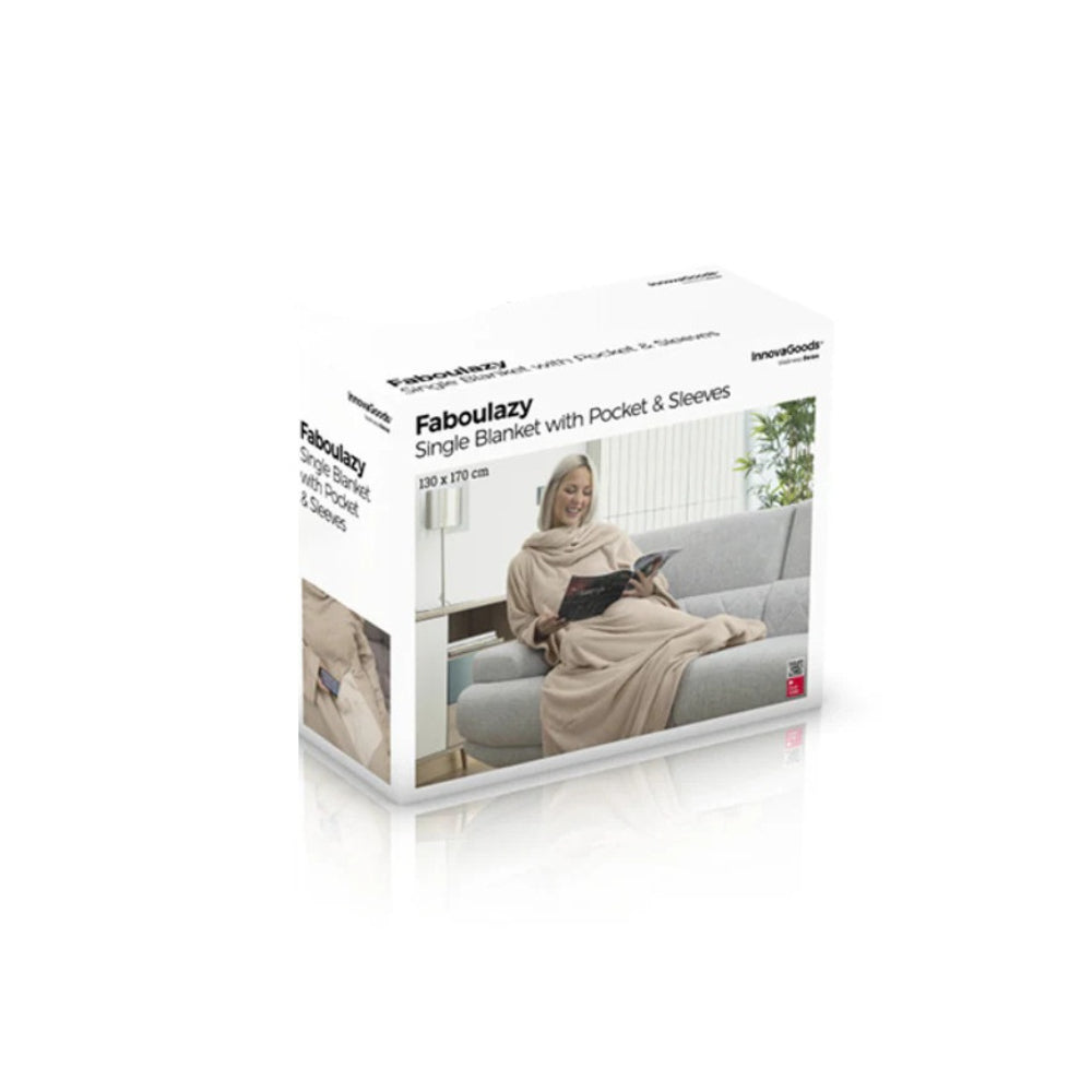 InnovaGoods Single Sleeved Blanket with Central Pocket Faboulazy [BEIGE], V0101231
