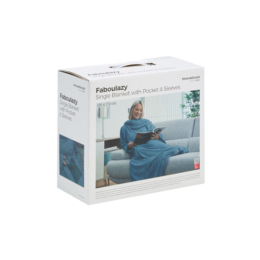 InnovaGoods Single Sleeved Blanket with Central Pocket Faboulazy [BLUE], V0101232
