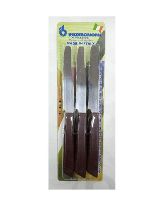 Inox Bonomi, Bls 6 Pcs Table Kinife Cm. 11 Brown Italian Knives