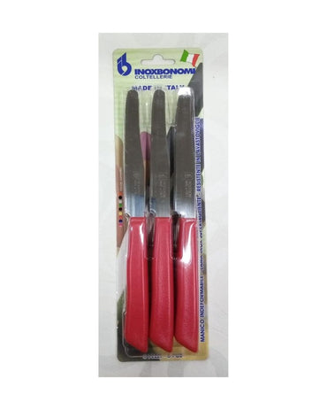 Inox Bonomi, Bls. 6Pcs Table Knife Cm 11 - 1/4 Ser. Red Italian Knives