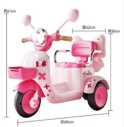 Rechargeable Kids 3-Wheel Electric Ride-On Motorcycle – Ribbon Racer (Ages 2–6)