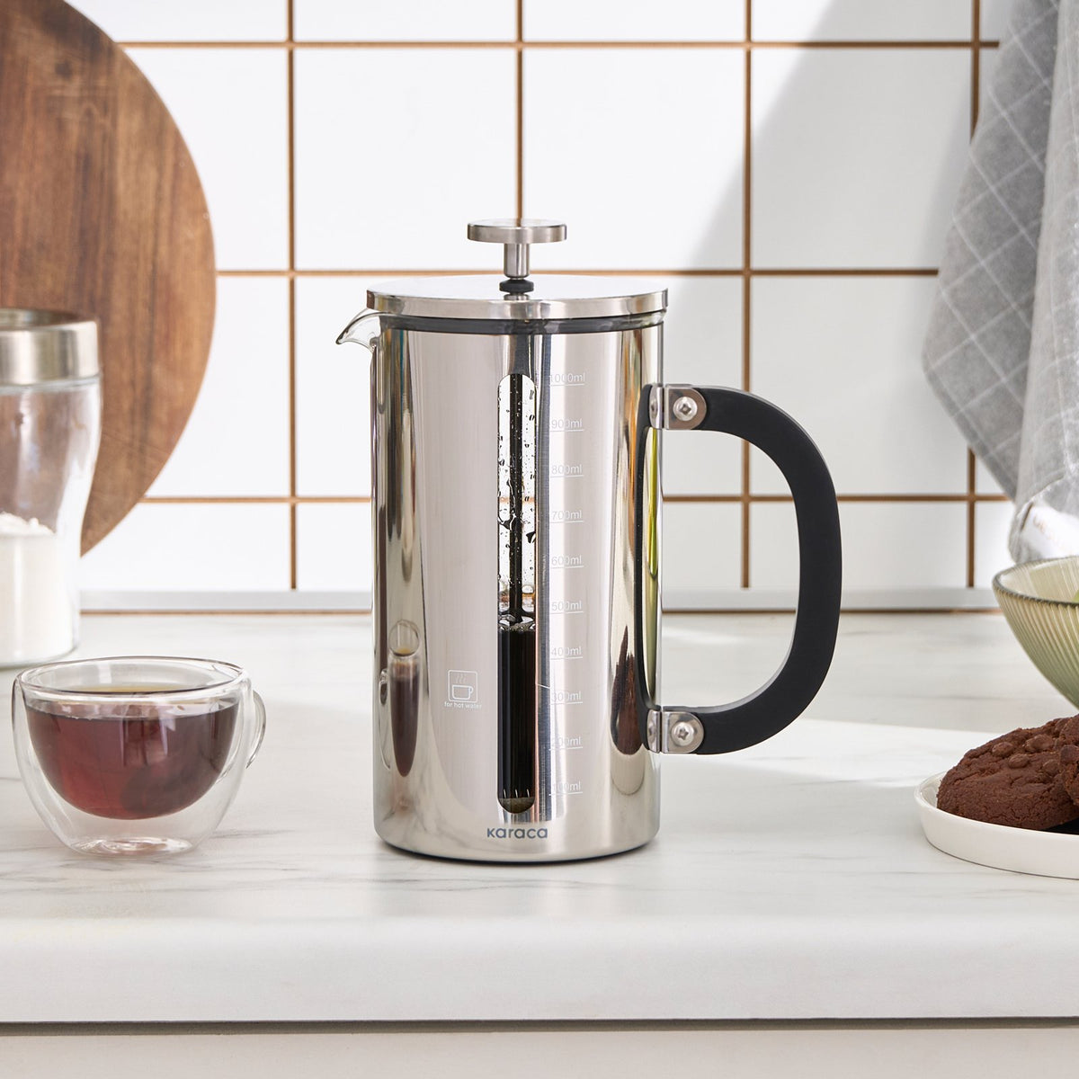 Karaca Poly Borosilicate Glass French Press 1000 ml, 153.03.08.3186