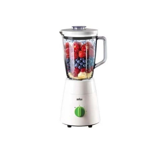 Braun Power Blend 1 Jug Blender With Chopper, 500W, 1.5L, 2 Speeds, Pulse Function, 4 Blades System, Comes With Chopper And Grinder, JB0123WH